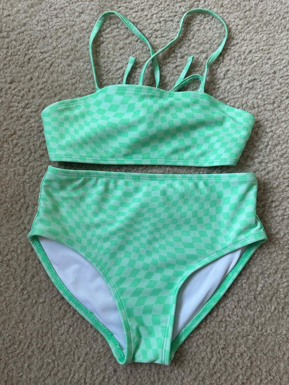 art class Mint Checkered High-Waist Two-Piece Bikini